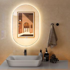 Oval LED Wall Mirror Backlit Dimmable Bathroom Wall Mounted Mirror