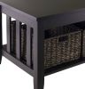 Espresso 2 Tier Coffee Occasional Table with 3 Storage Baskets