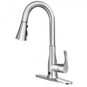 Touchless Kitchen Faucet with 360?Â° Swivel Single Handle Sensor and 3 Mode Sprayer - Color: Silver