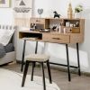 42-Inch Vanity Desk with Tabletop Shelf and 2 Drawers-Natural