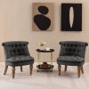 Set of 2 Upholstered Armless Slipper Chairs with Beech Wood Legs-Gray