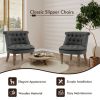 Set of 2 Upholstered Armless Slipper Chairs with Beech Wood Legs-Gray