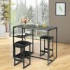 3 pcs Dining Set with Faux Marble Top Table and 2 Stools-Black