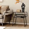 3-tier Compact Side End Table with Storage Shelf-Coffee