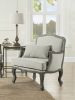 ACME Tania Chair w/Pillow, Cream Linen &amp; Brown Finish LV01132