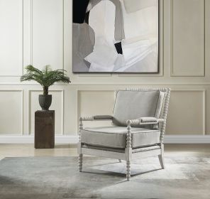 Saraid Accent Chair; Gray Linen &amp; Light Oak Finish AC01164