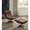 Gandy Chair &amp; Ottoman (2Pc Pk) in Retro Brown Top Grain Leather 59530