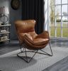 Thurshan Accent Chair in Aperol Top Grain Leather &amp; Black Finish 59945