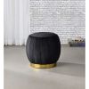 Zinnia Ottoman; Black Velvet & Gold 96449