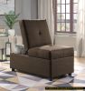 Brown Color Stylish 1pc Storage Ottoman Convertible Chair Foam Cushioned Fabric Upholstered Solid Wood Plywood Frame Living Room Furniture