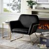 Keira Black Velvet Accent Chair with Metal Base