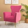 Velvet Accent Chair; Wingback Arm Chair with Gold Legs; Upholstered Single Sofa for Living Room Bedroom