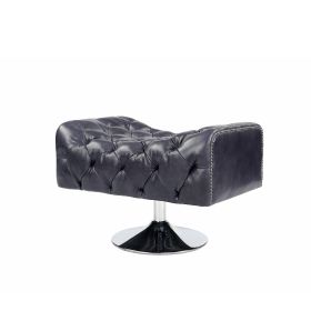 Lance Full Genuine Leather Swivel Ottoman