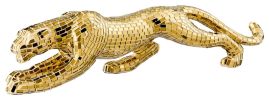 Boli Sitting Panther Resin Animal Sculpture, Gold - Size 8.5" x 40" x 7"