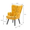 Accent Chair Living Room Side Chair Mid Century Modern Accent Chair With Wooden Legs Teddy Fabric, Yellow