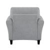 Modern 1pc Chair Dark Gray Textured Fabric Upholstered Rounded Arms Attached Cushion Transitional Living Room Furniture