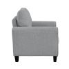 Modern 1pc Chair Dark Gray Textured Fabric Upholstered Rounded Arms Attached Cushion Transitional Living Room Furniture