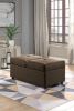 Brown Color Stylish 1pc Storage Ottoman Convertible Chair Foam Cushioned Fabric Upholstered Solid Wood Plywood Frame Living Room Furniture