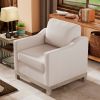 Contemporary Living Room Accent Chair with Rubber Wood Base Accent chair, Beige