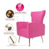 Velvet Accent Chair; Wingback Arm Chair with Gold Legs; Upholstered Single Sofa for Living Room Bedroom