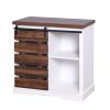 Living Room Wooden White Storage Cabinet with Barn Door 31.5 x 15.35 x 32 inch