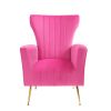 Velvet Accent Chair; Wingback Arm Chair with Gold Legs; Upholstered Single Sofa for Living Room Bedroom