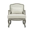 ACME Tania Chair w/Pillow, Cream Linen &amp; Brown Finish LV01132