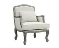 ACME Tania Chair w/Pillow, Cream Linen &amp; Brown Finish LV01132