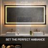 55 in. W x 30 in. H LED Large Rectangular Frameless Anti-Fog Bathroom Mirror Front & Backlit