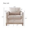 Contemporary Living Room Accent Chair with Rubber Wood Base Accent chair, Beige