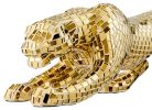 Boli Sitting Panther Resin Animal Sculpture, Gold - Size 8.5" x 40" x 7"