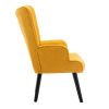 Accent Chair Living Room Side Chair Mid Century Modern Accent Chair With Wooden Legs Teddy Fabric, Yellow