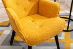 Accent Chair Living Room Side Chair Mid Century Modern Accent Chair With Wooden Legs Teddy Fabric, Yellow