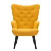 Accent Chair Living Room Side Chair Mid Century Modern Accent Chair With Wooden Legs Teddy Fabric, Yellow