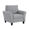 Modern 1pc Chair Dark Gray Textured Fabric Upholstered Rounded Arms Attached Cushion Transitional Living Room Furniture