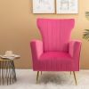 Velvet Accent Chair; Wingback Arm Chair with Gold Legs; Upholstered Single Sofa for Living Room Bedroom