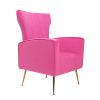 Velvet Accent Chair; Wingback Arm Chair with Gold Legs; Upholstered Single Sofa for Living Room Bedroom