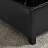 Large Square Faux Leather Storage Ottoman | Coffee table for Living Room &amp; Bedroom (Black)