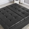 Large Square Faux Leather Storage Ottoman | Coffee table for Living Room &amp; Bedroom (Black)