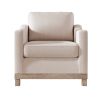 Contemporary Living Room Accent Chair with Rubber Wood Base Accent chair, Beige