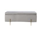 Emma Gray Velvet Storage Bench with Metal Legs