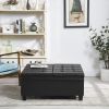 Large Square Faux Leather Storage Ottoman | Coffee table for Living Room &amp; Bedroom (Black)