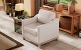 Contemporary Living Room Accent Chair with Rubber Wood Base Accent chair, Beige