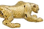 Boli Sitting Panther Resin Animal Sculpture, Gold - Size 8.5" x 40" x 7"