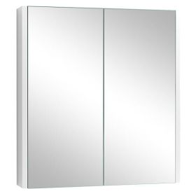 2-Tier Wall-Mounted Storage Cabinet with Double Mirror Doors