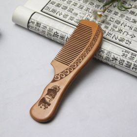 1pcs Anti-Static Comb Natural Peach Solid Wood (Option: 3style)