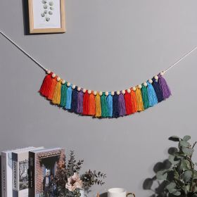 Cotton Rainbow Tassel Wall Hanging Decorations (Option: M0355)