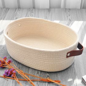 Hand Woven Cotton Thread Storage Basket (Option: Large Beige)