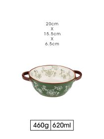 Household Ceramic Microwave Oven Noodle Bowl (Option: Green-6.1inches)