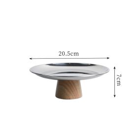 Household Style Metal Round Solid Wood Base Tray (Option: Photo Color-Medium)